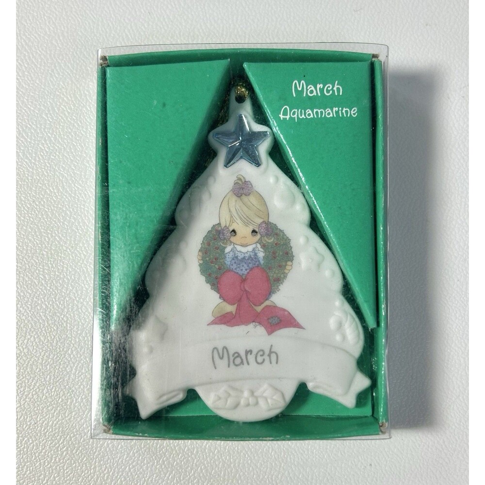 Enesco Precious Moments Mini Birthstone March Aquamarine Christmas Ornament 1996